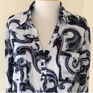 Express large white gray cobalt Portofino slim fit shirt